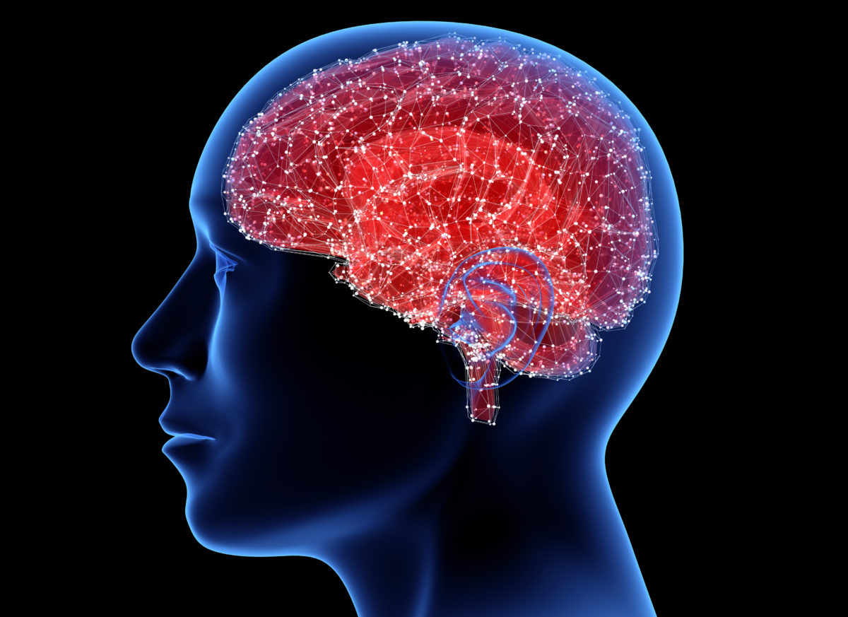 3D illustration of man with his brain highlighted