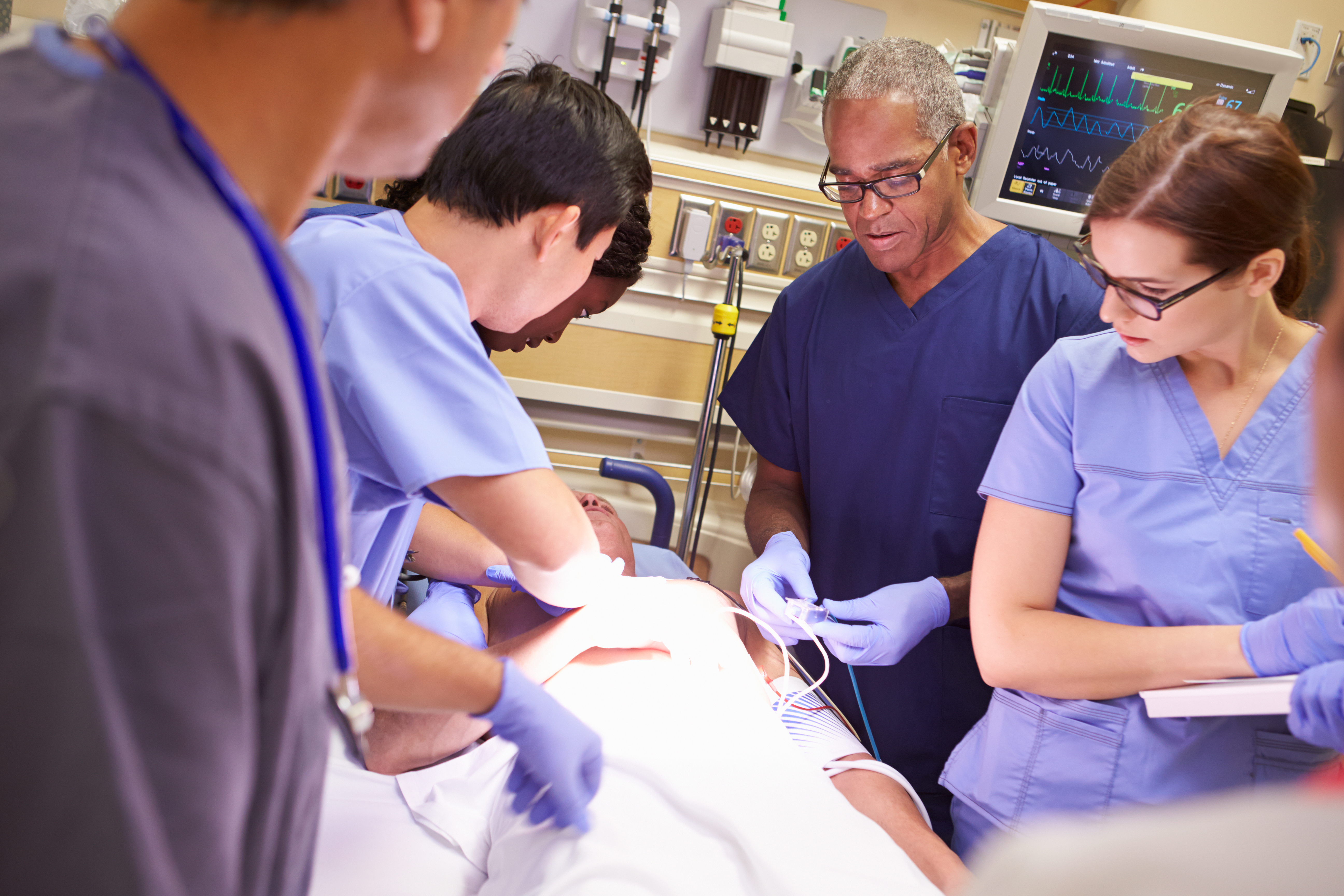 Medical team in an emergency room