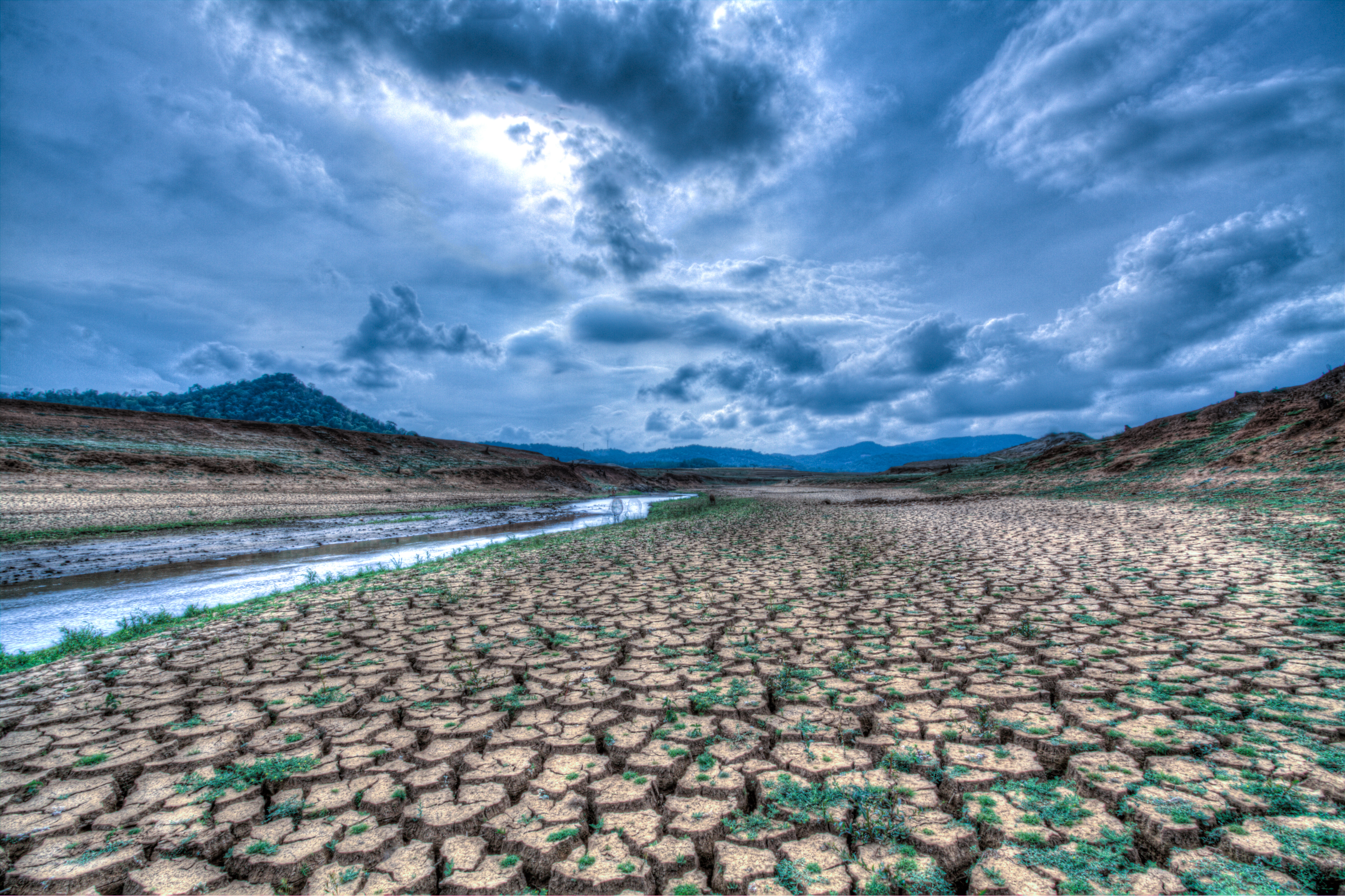 Landscape of dry and cracked land