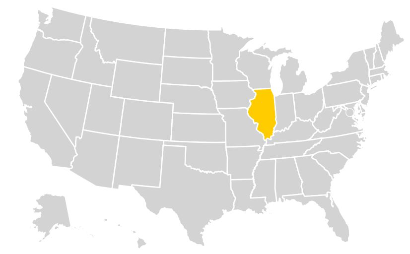 U.S. map highlighting Illinois