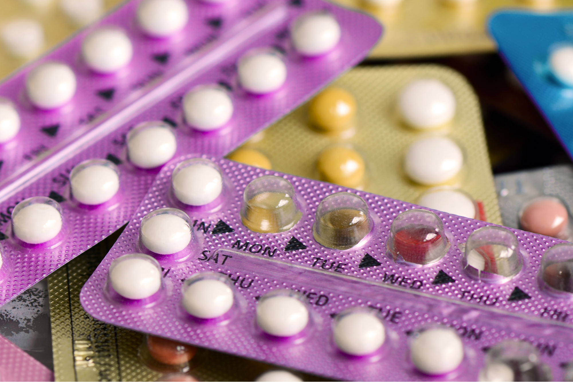 Image of a pile of contraceptive pills.