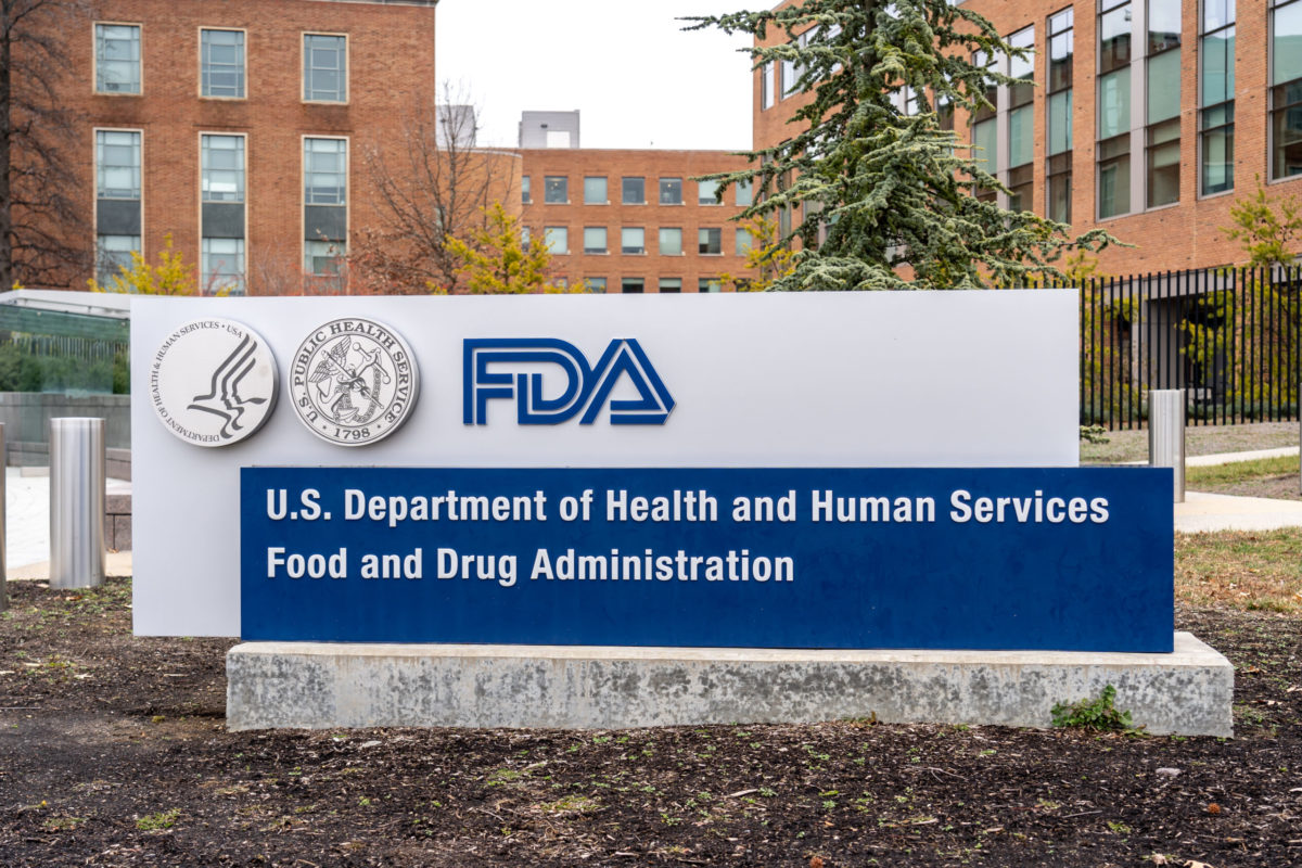 Washington, USA- January13, 2020: FDA Sign outside their headquarters in Washington. The Food and Drug Administration (FDA or USFDA) is a federal agency of the USA.