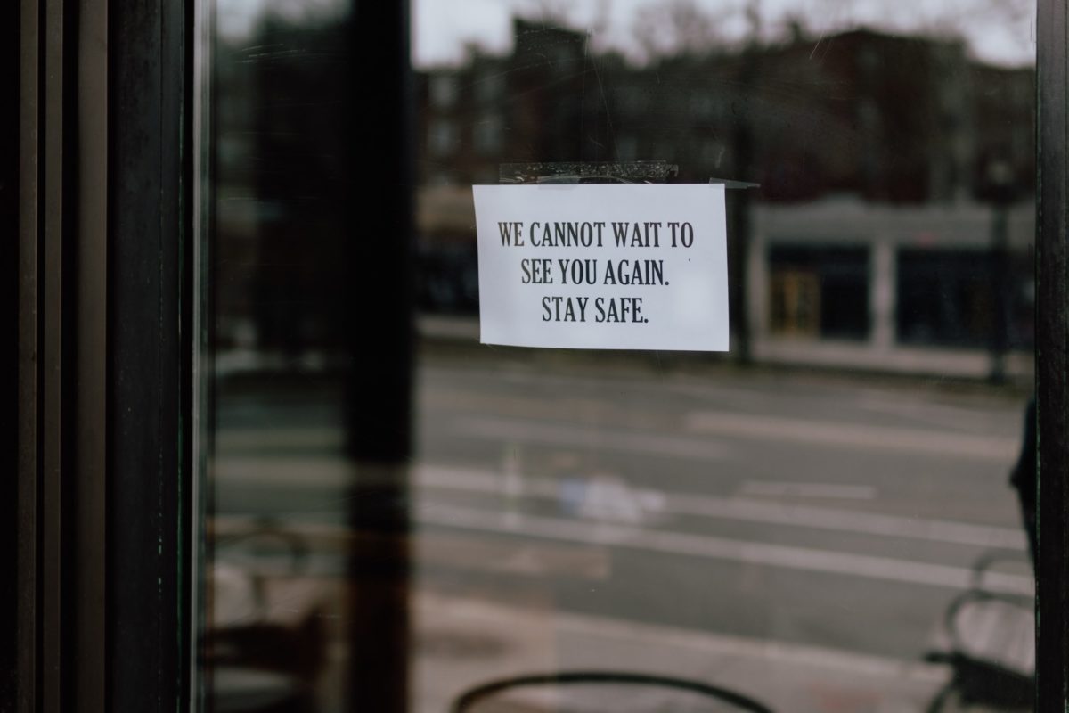 Restaurant closed sign - "we cannot wait to see you again. stay safe."