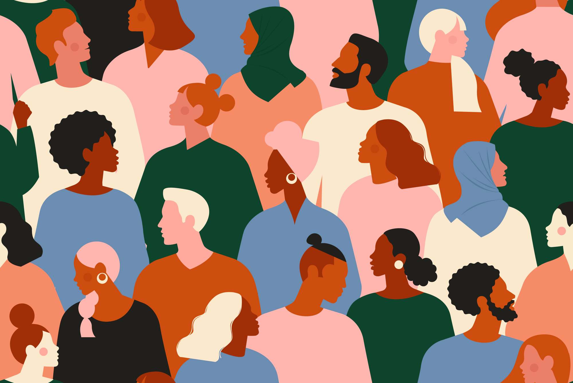 Society or population, social diversity. Flat cartoon vector illustration.