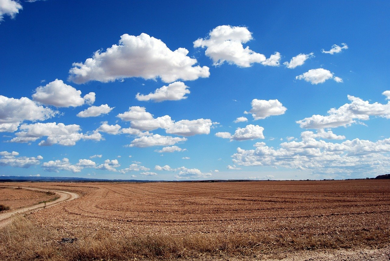 Field with sky and clouds.