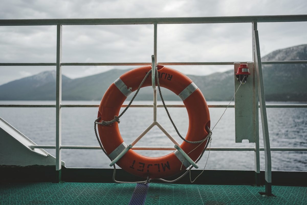 Life preserver on boat.