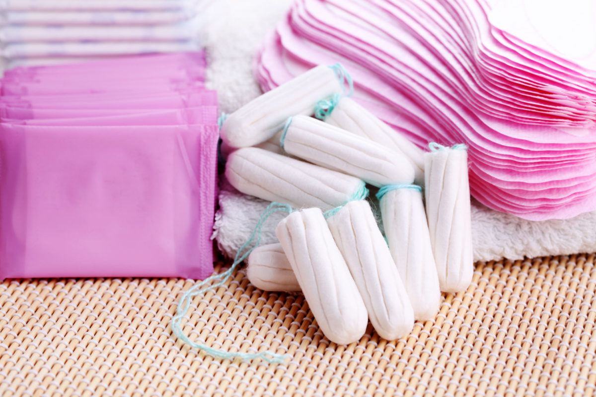 Assortment of menstrual products.