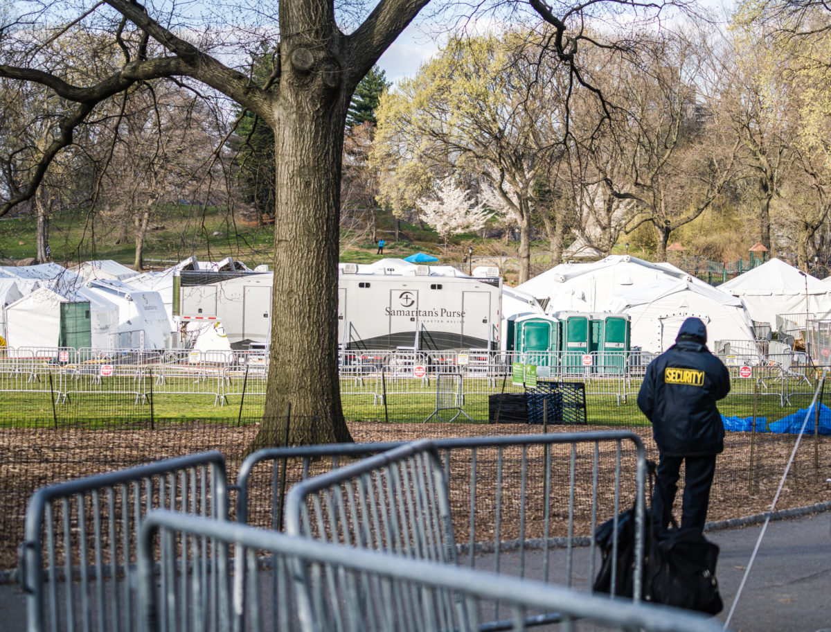 Field hospital in NY during COVID-19 pandemic.