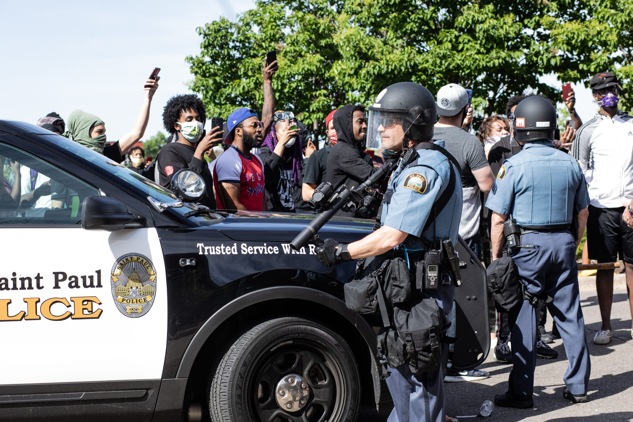 St. Paul, Minnesota /US - June 4, 2020: Police throand protestors during the protests following the murder of George Floyd.