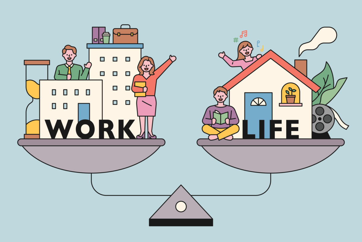 Work-life balance. flat design style minimal vector illustration.