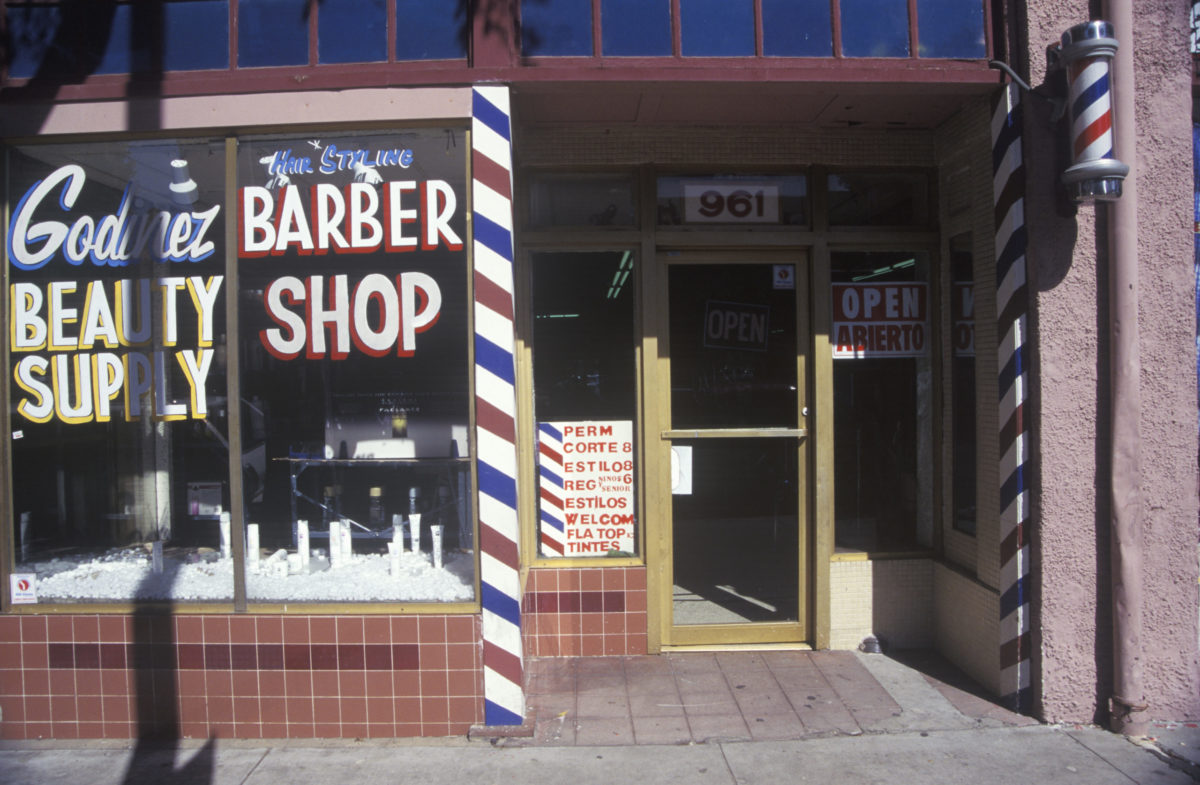 SANTA PAULA, CALIFORNIA - CIRCA 1980's: A small-town barbershop, Santa Paula, CA.