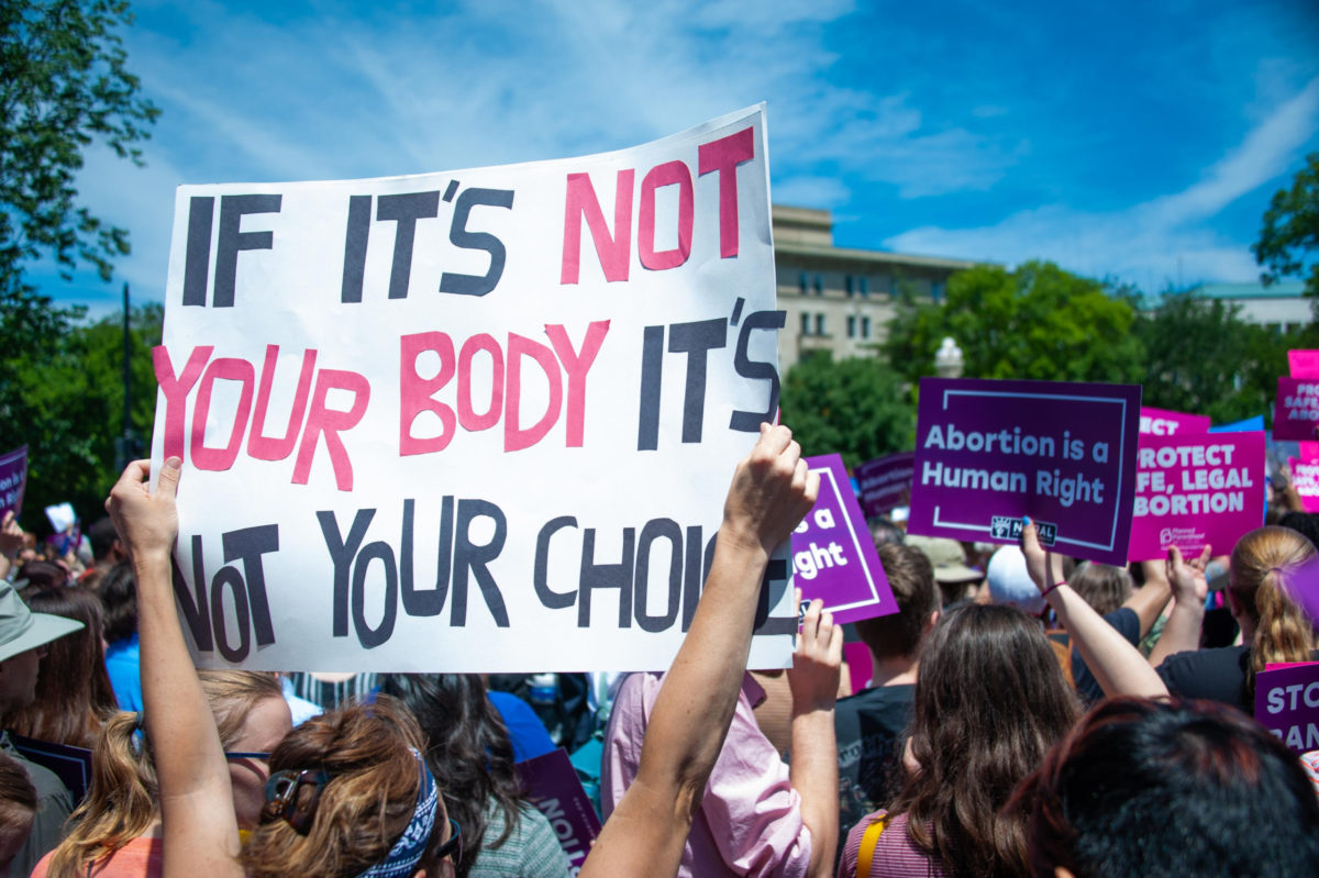 WASHINGTON MAY 21: Pro-choice activists rally to stop states’ abortion bans in front of the Supreme Court in Washington, DC on May 21, 2019.