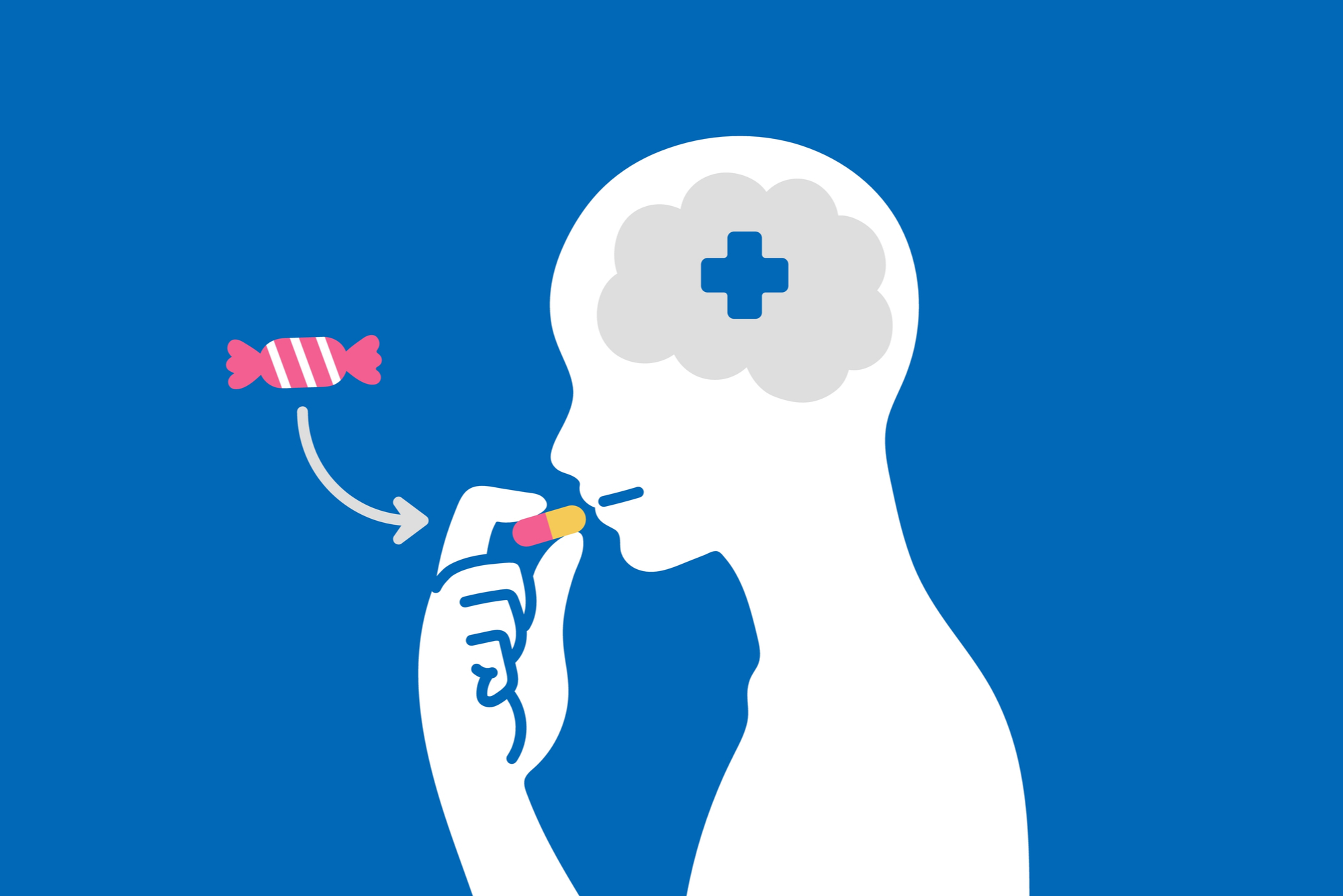 Placebo Effect vector illustration blue.