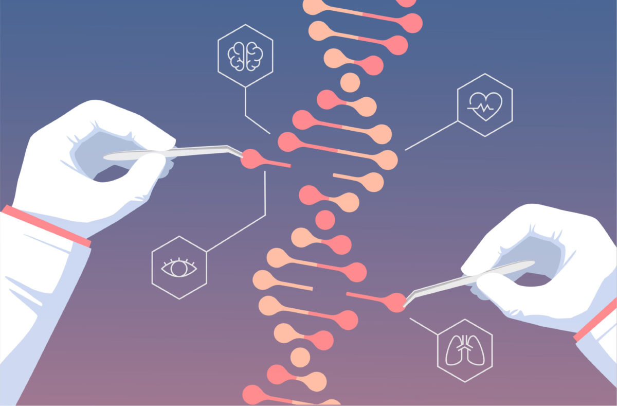 concept illustration of genes in DNA.