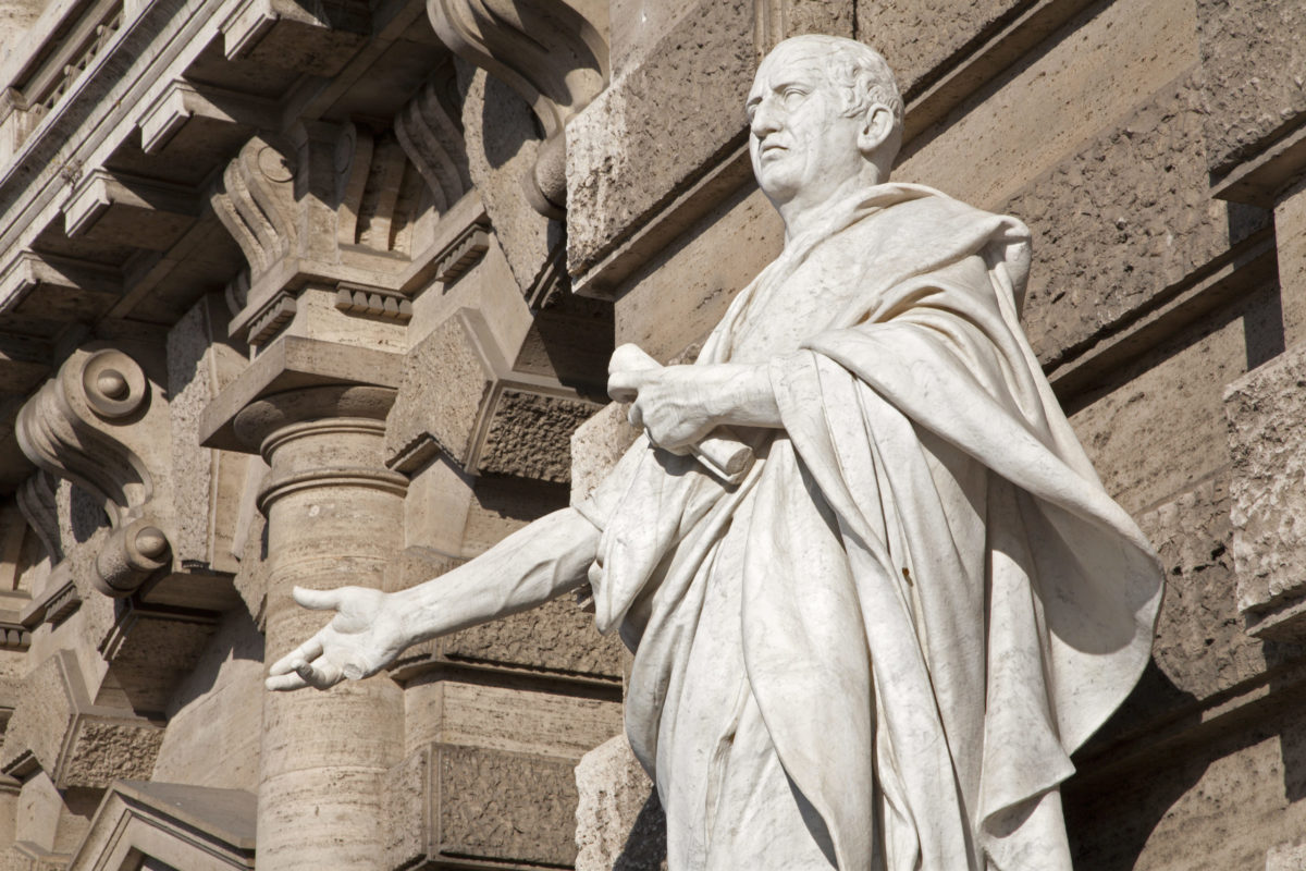 Rome - statue of Cicero from facade of Palazzo di Giustizia.