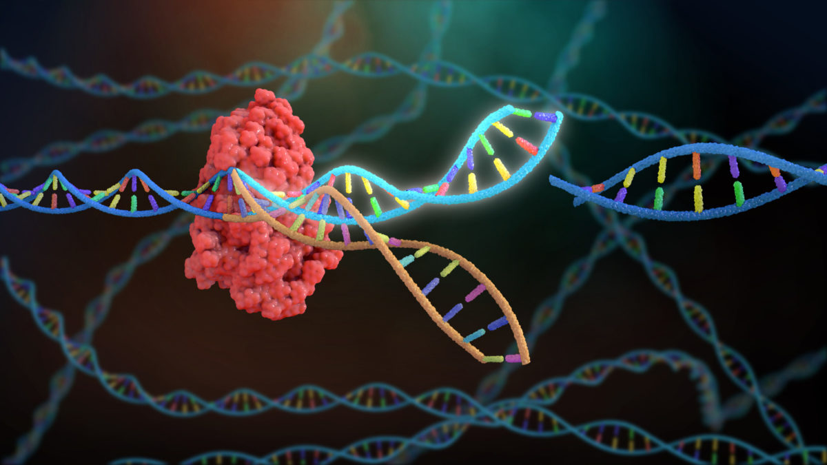 3D Rendering Crispr DNA Editing.