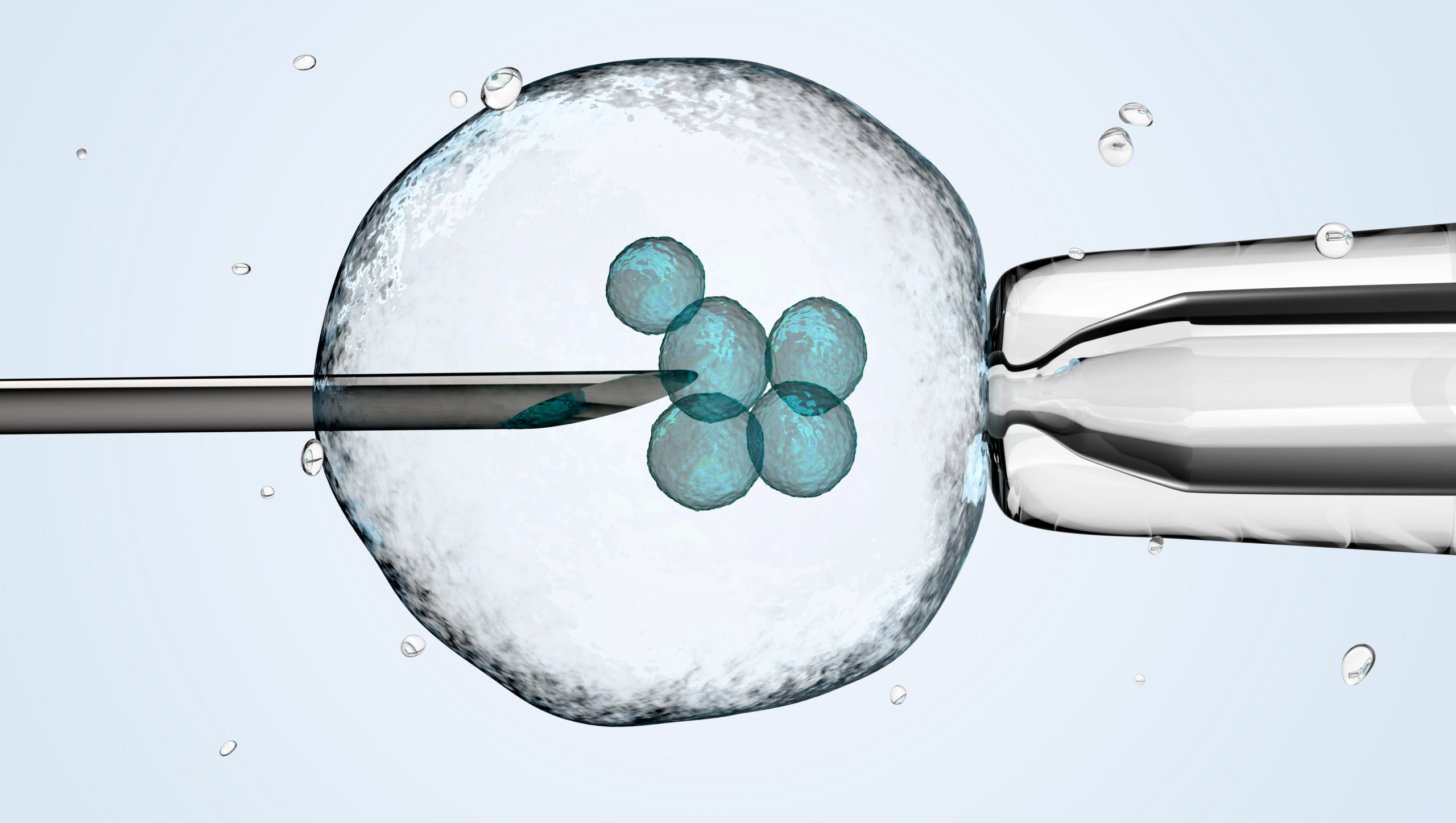 cell with pipette and needle.