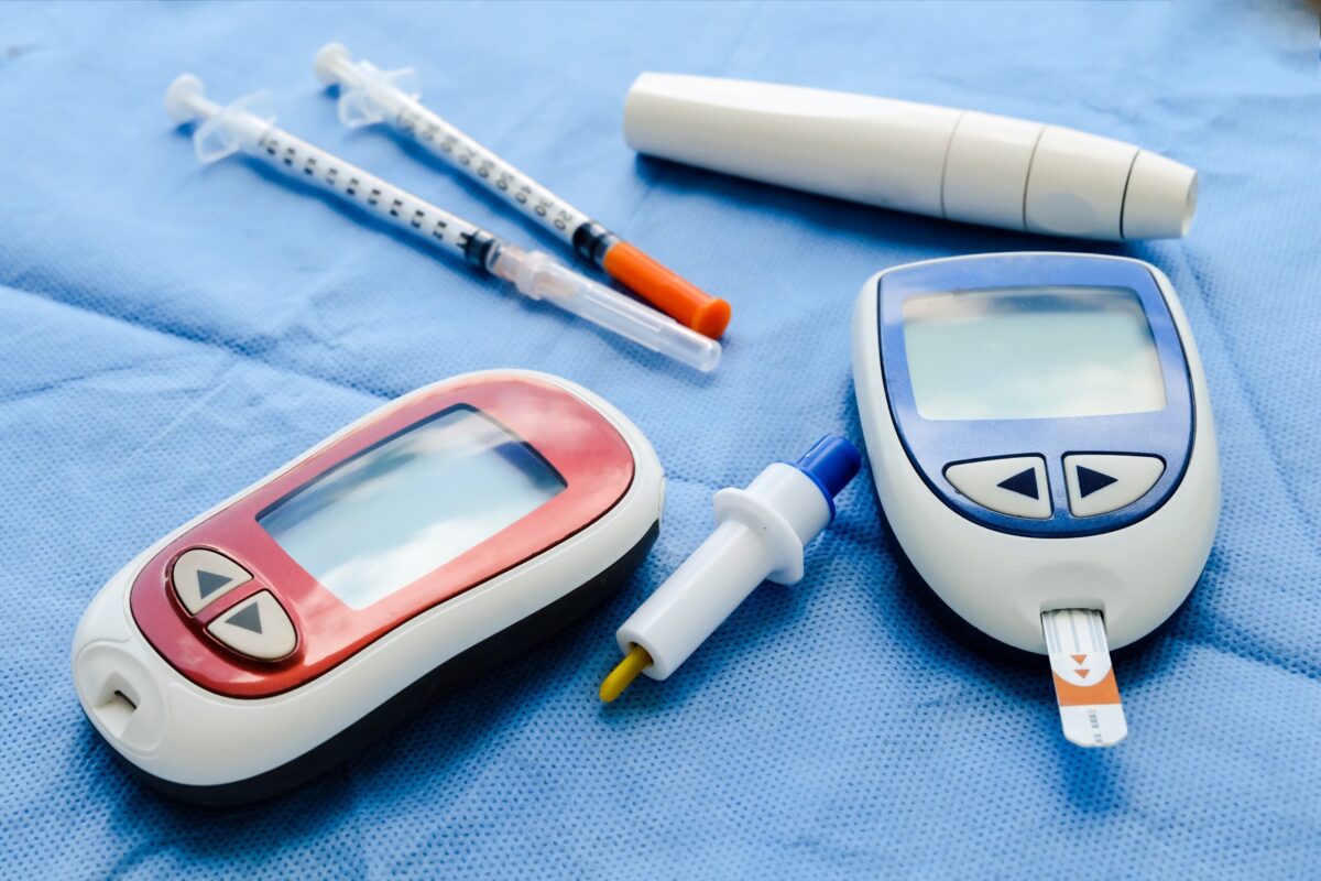 Blood glucose monitor and insulin.