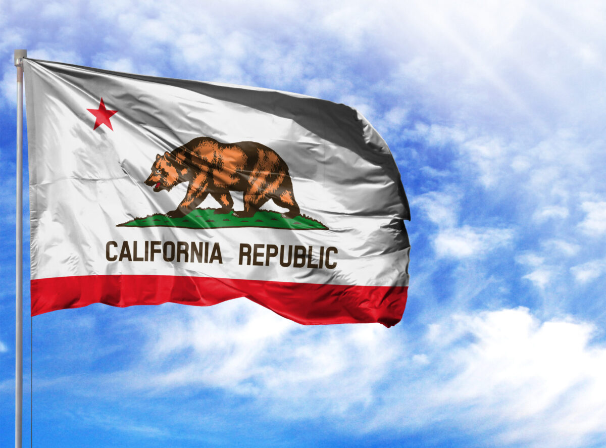 State of California flag on a flagpole.