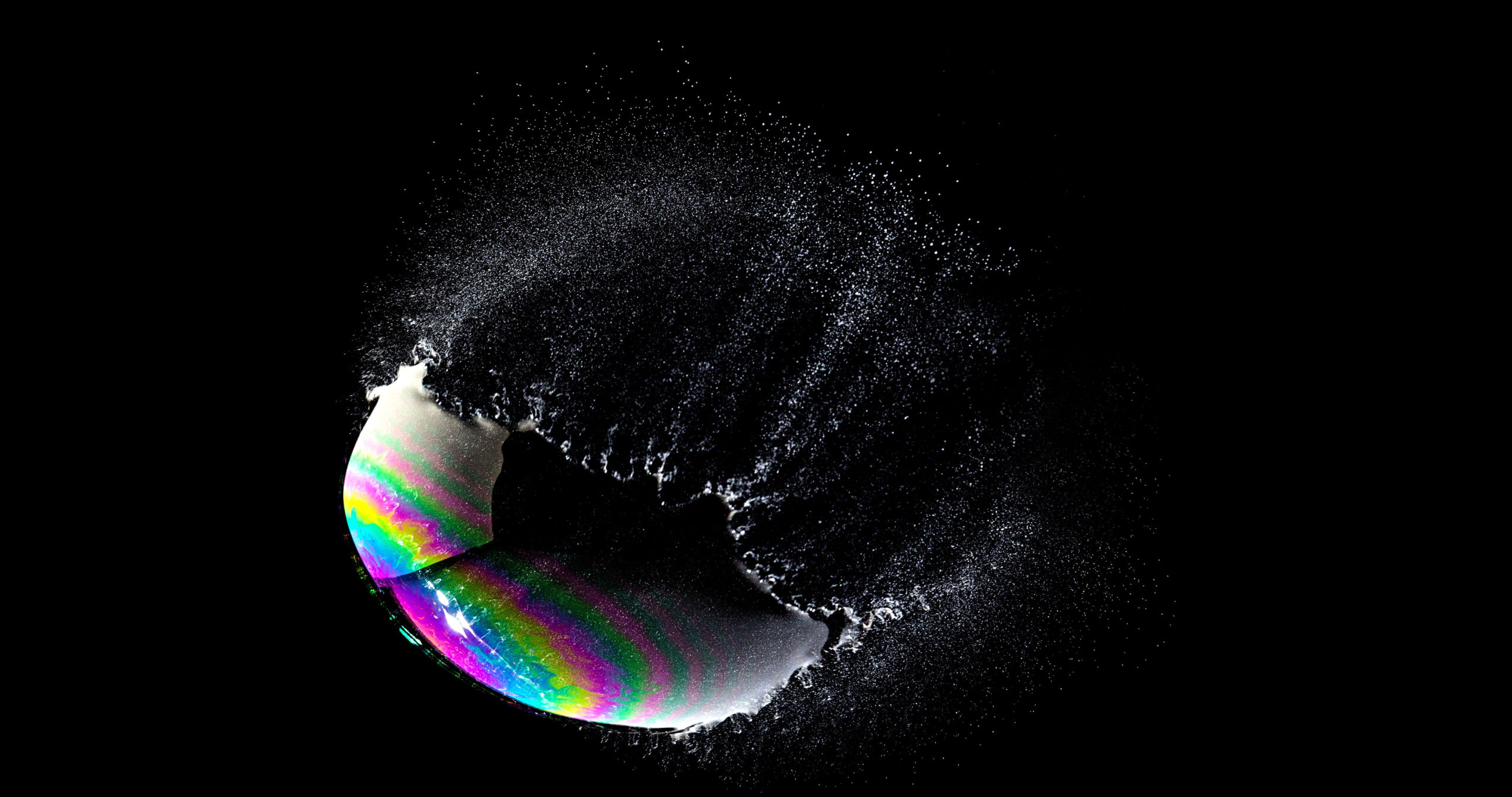 colorful soap bubble bursting.