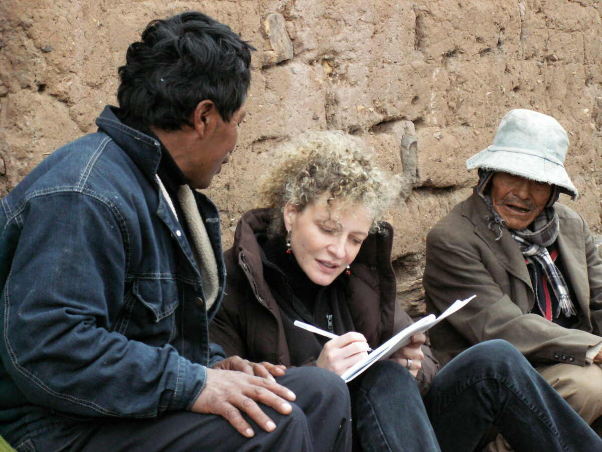 Photo of Alicia Ely Yamin doing fieldwork courtesy of Marion Brown.