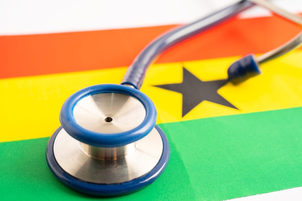 Stethoscope on Ghana flag.